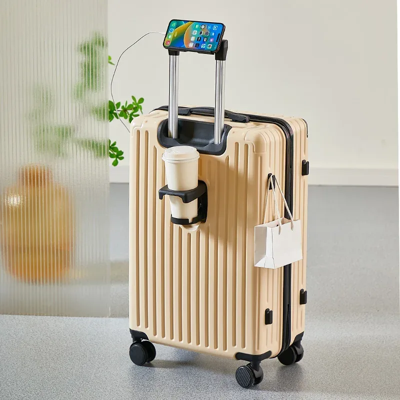 20-26 pouces bagages avec porte-gobelet support pour téléphone valise de voyage bagages roulants valise de grande capacité bagages de taille moyenne
