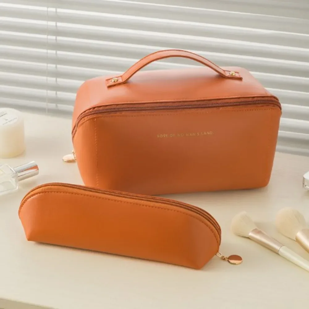 sacs à cosmétiques en pu, grande capacité, lavables, en cuir pu, trousse à crayons imperméable, fournitures de papeterie scolaire