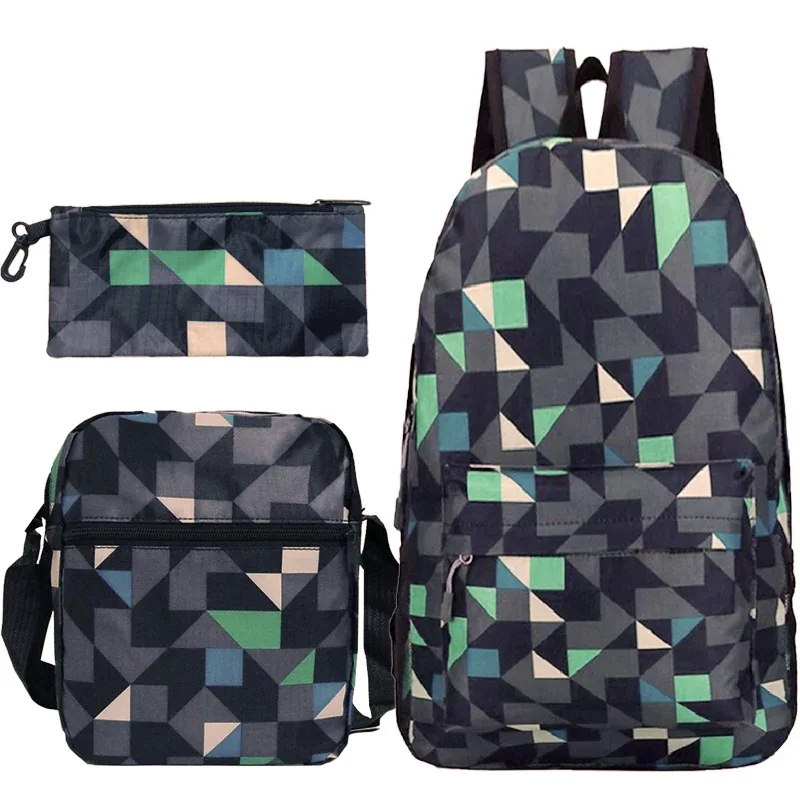 bricolage sac à dos livraison directe client sac à dos étudiant cartable 3 pièces/ensembles sacs à bandoulière logo personnalisé sacs hommes livre sacs mochila