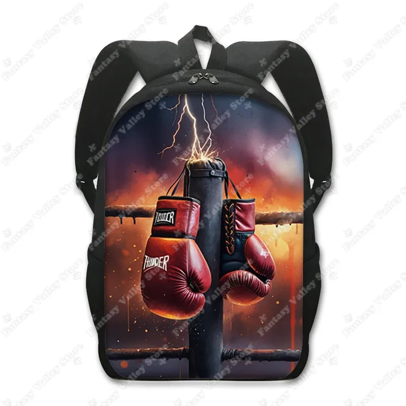 sac à dos à motif de boxeur cool pour adolescents, gants de boxe, sac à dos décontracté pour ordinateur portable, sacs d'école, cartable pour hommes et femmes