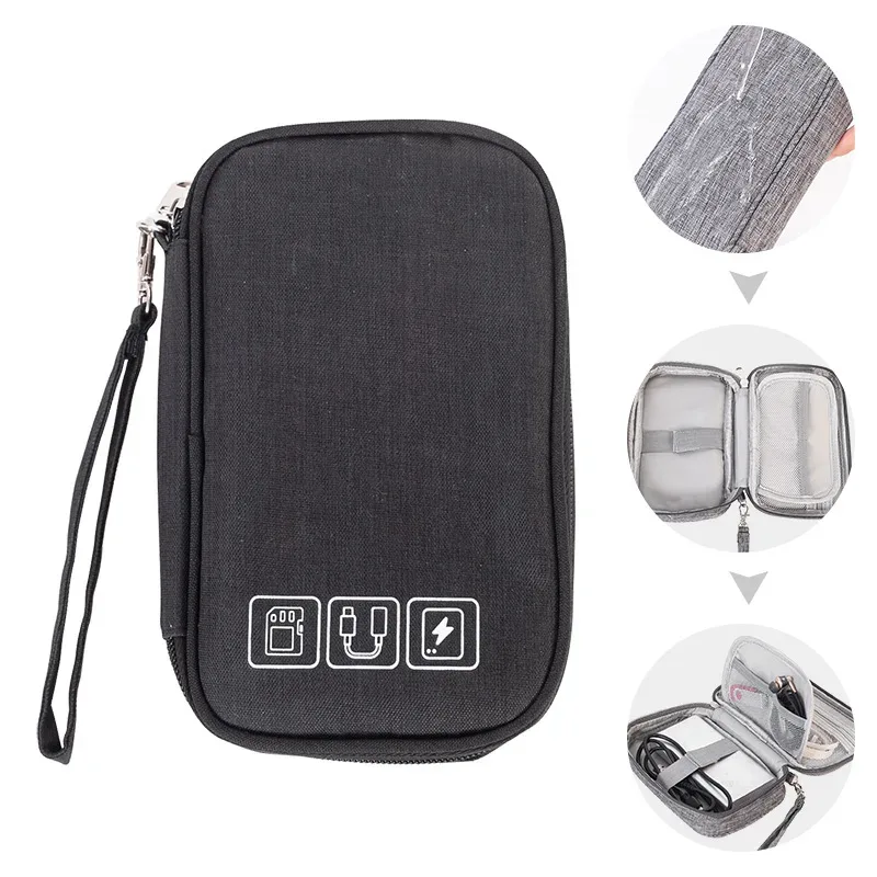nouveau sac de rangement de voyage organisateurs de rangement de câbles pochette étui de transport portable étanche double couches sacs de rangement pour cordon de câble