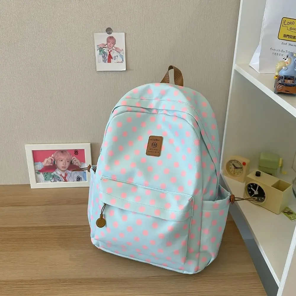 Sac à dos à pois doux, minimaliste, plusieurs poches, garniture en dentelle, grande capacité, durable, sac d'école pour étudiants, utilisation en voyage