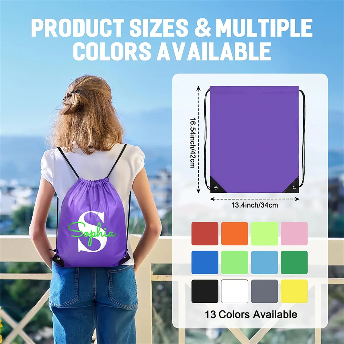 sacs à dos personnalisés à cordon de serrage, sacs de rangement pour sac à dos de sport, pour l'école, la gymnastique, le voyage, logo/texte/photo personnalisé