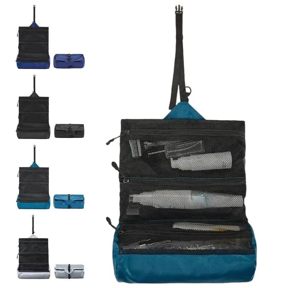 trousse de toilette pliable portable de grande capacité, pochette de lavage de voyage étanche pour voyage d'affaires, sac à cosmétiques en plein air