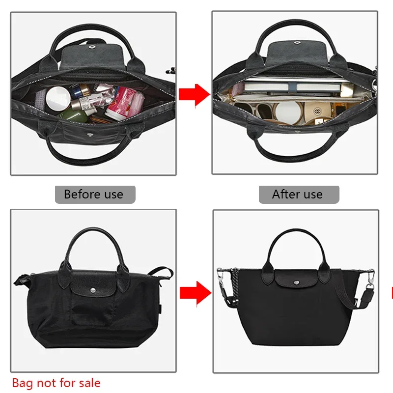 organisateur de sac pour longchamp energy small medium mini, insert en papier dupont, accessoires de sac intérieur