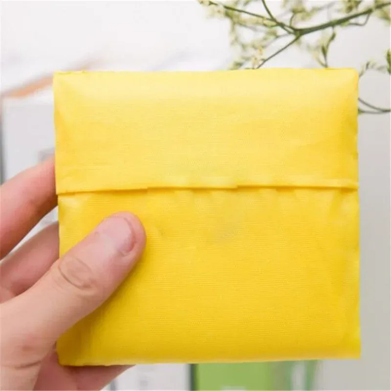 sac à provisions couleur unie écologique pliant réutilisable portable sac à bandoulière polyester pour voyage épicerie sac à provisions solide