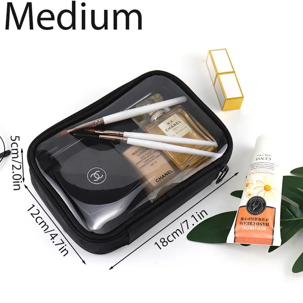 1 sac de maquillage transparent, sac de toilette étanche, sac de maquillage portable, pochette organisatrice de pinceaux de toilette, trousse de maquillage de voyage en pvc