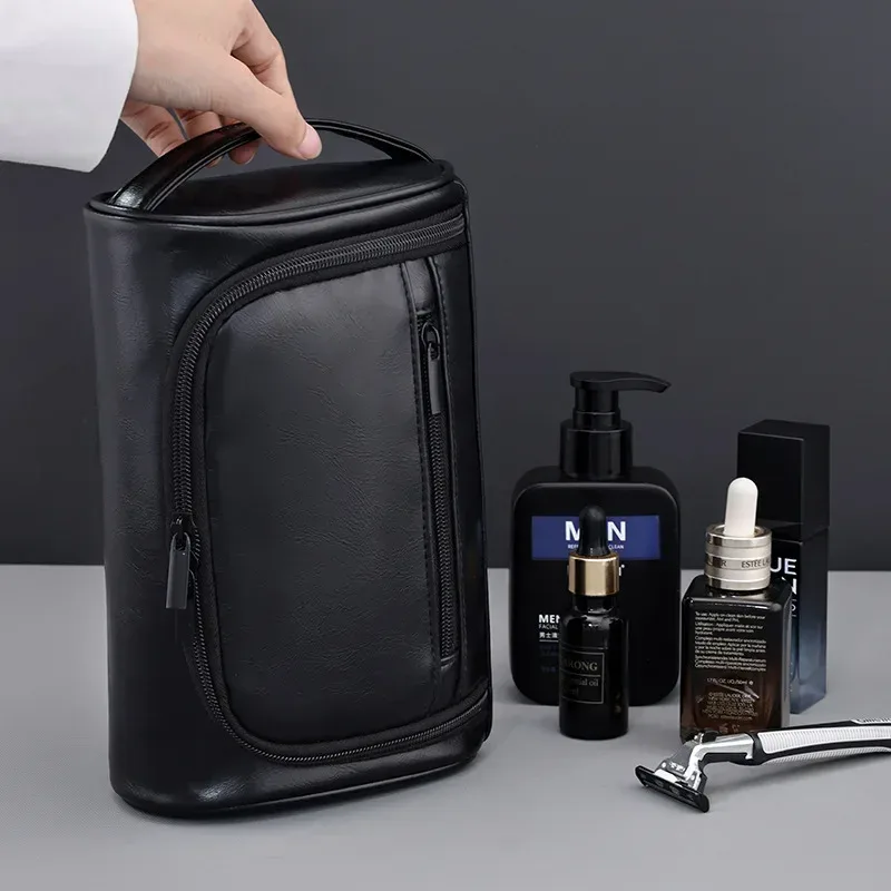 trousse de toilette de voyage de haute qualité pour femmes et hommes, sacs à cosmétiques rétro en cuir pu, tro