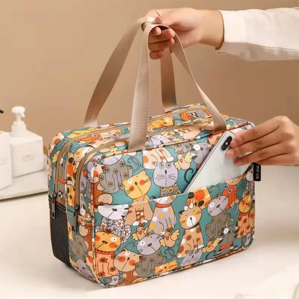 sac à cosmétiques multicolore, sac de rangement polyvalent en tissu pu + maille, séparation sèche et humide, sac de toilette étanche, fournitures de voyage