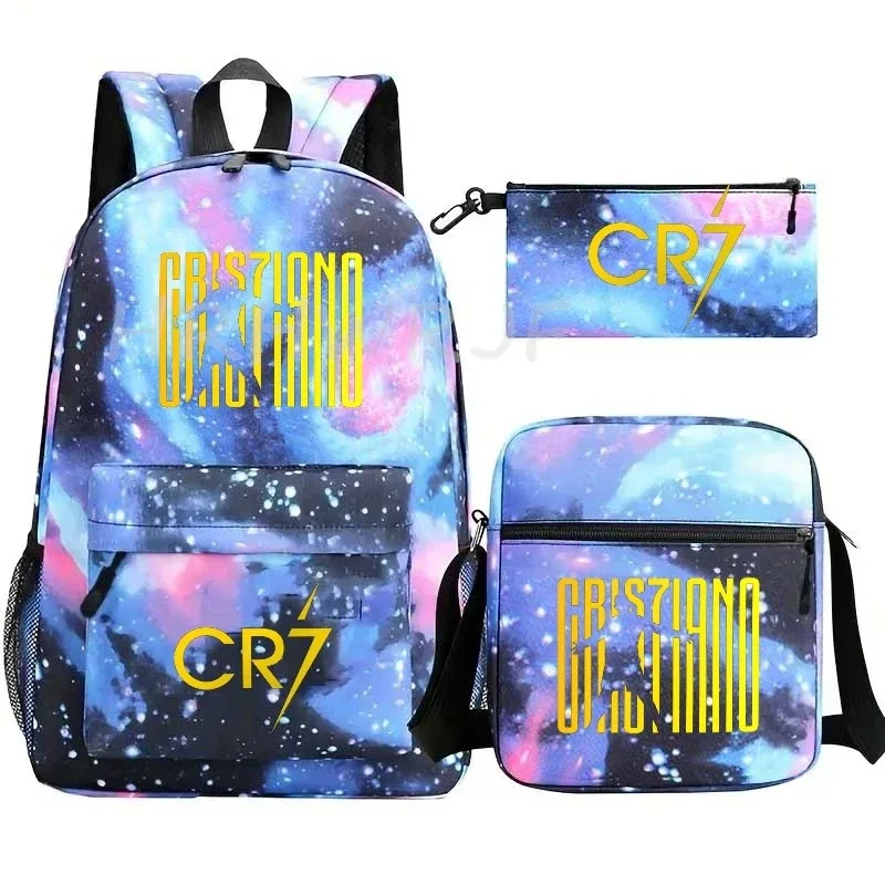 ensemble de sacs à dos imprimés sports cr7 pour adolescents, sacs d'école décontractés adaptés aux garçons et aux filles, mochilas de voyage légères
