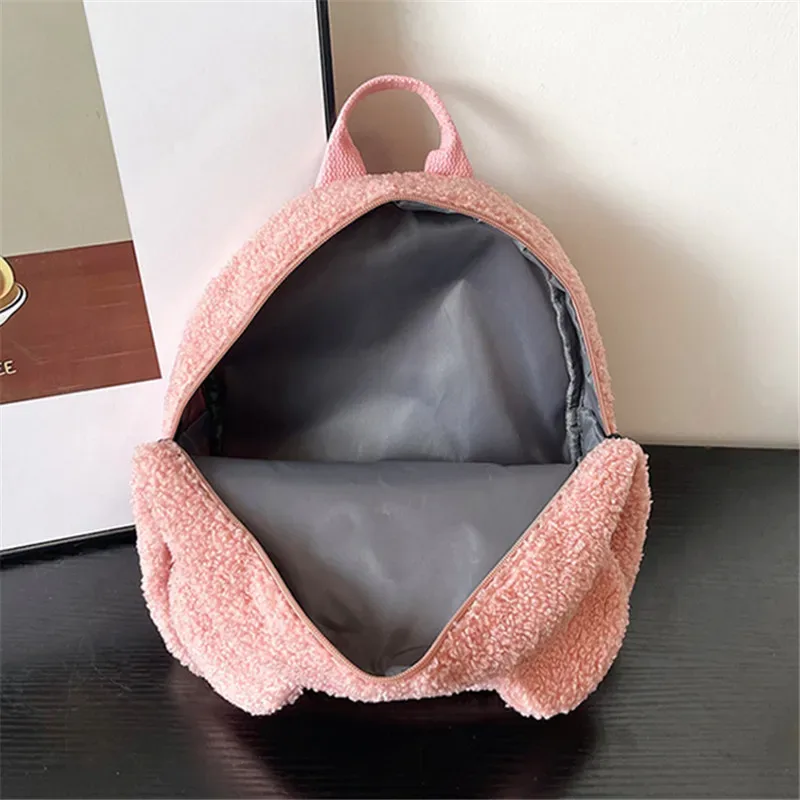 adorable mini sac à dos oreilles d'ours moelleuses avec ceinture fourre-tout en peluche douce multicolore petits sacs à dos pour enfants élégant usage quotidien décontracté