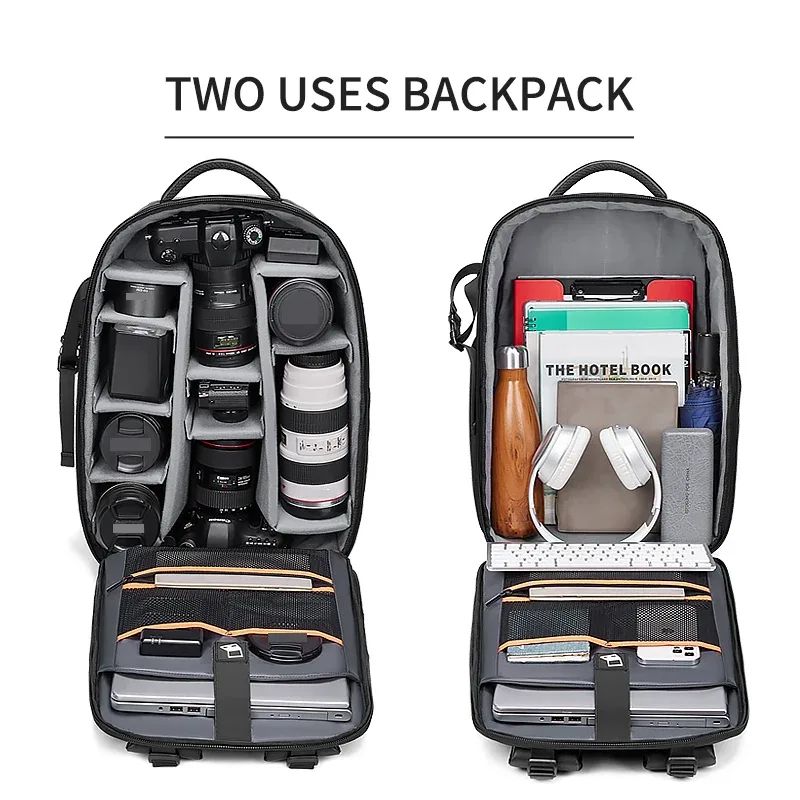 sac à dos professionnel pour appareil photo reflex numérique pour hommes, avec support pour trépied, transformable en sac à dos de voyage étanche de 40 l pour ordinateur portable de 16 pouces