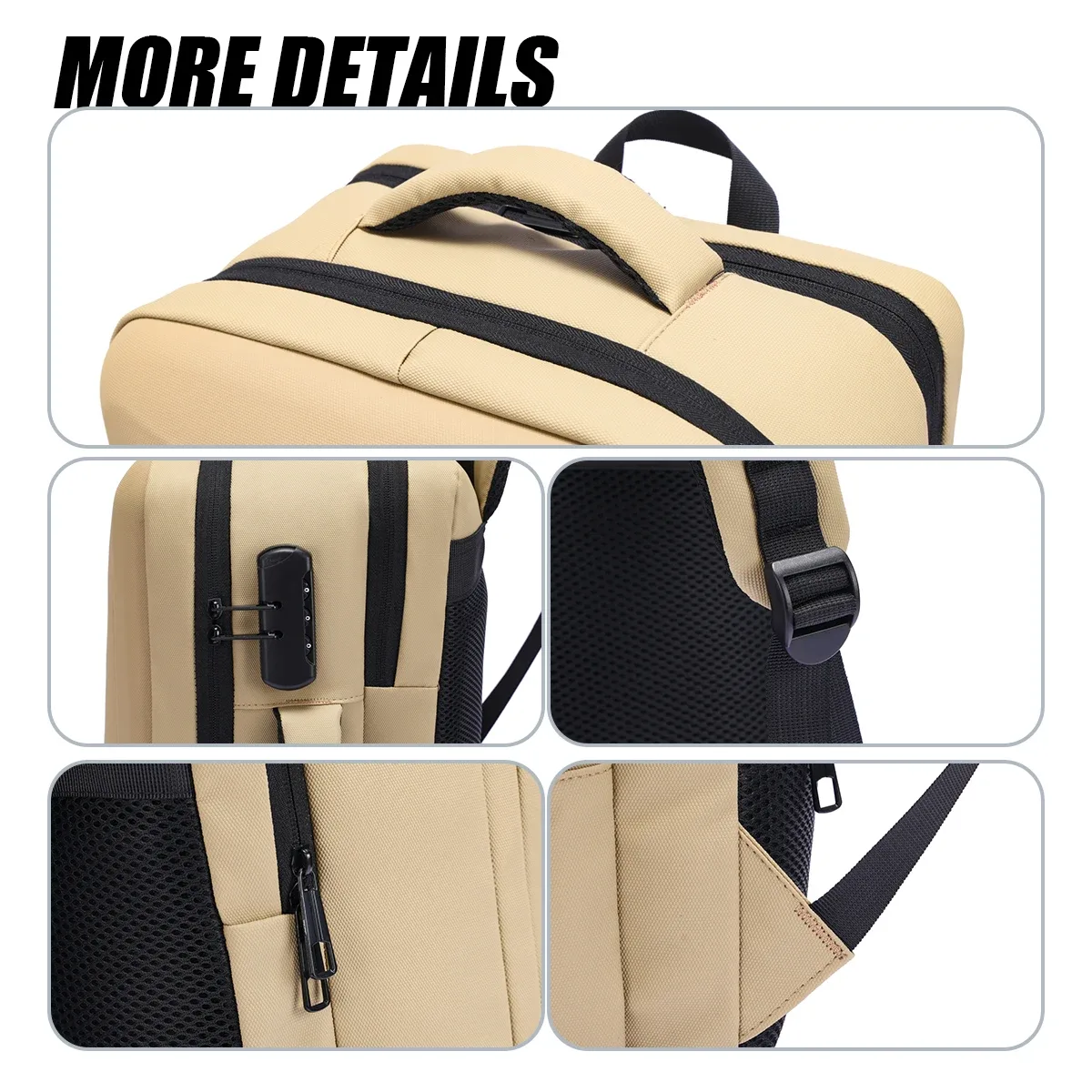 sac à dos professionnel rigide et léger avec serrure à combinaison pour homme, sac d'école grande capacité pour les voyages d'affaires, les trajets quotidiens, sac à dos de voyage pour ordinateur portable pour femme