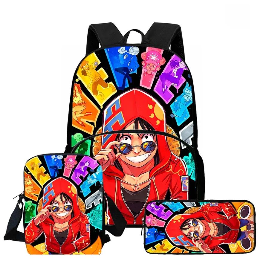 ensemble de 3 sacs à dos one piece avec sac à bandoulière et trousse à crayons, idéal unisexe, adapté aux garçons et aux filles âgés de 5 à 10 ans