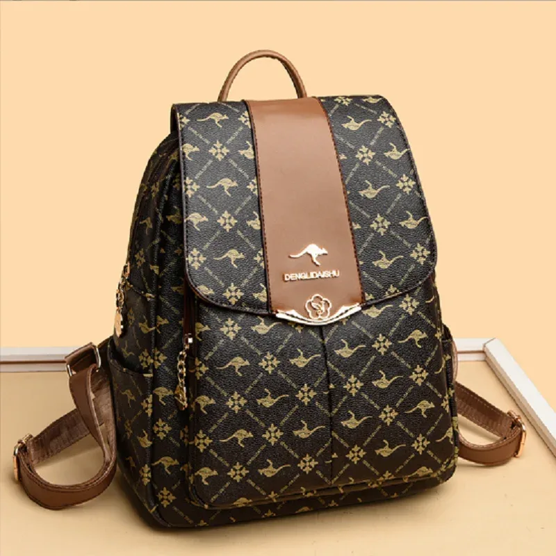 sacs à dos en cuir imprimé de luxe pour femmes, nouvelle mode, sacs à bandoulière de voyage de grande capacité, fourre-tout pour ordinateur portable, sac d'école