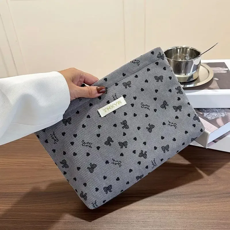 kawaii – trousse de maquillage avec nœud en velours côtelé, grande capacité, sacs à cosmétiques multifonctionnels pour femmes, étuis à main, trousse à crayons, sac de rangement
