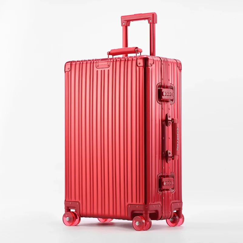 valise en alliage d'aluminium et de magnésium, grande capacité, avec serrure à combinaison, roulettes transparentes, valise à roulettes pour affaires