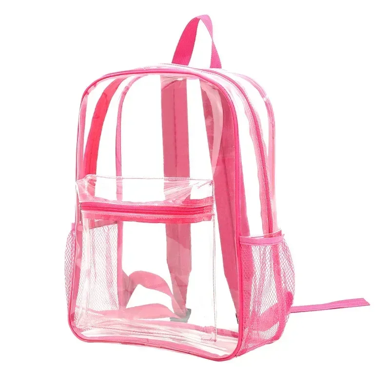 sac à dos transparent de grande capacité, décontracté, fermeture éclair, étanche, sac d'école, sac à dos visible en pvc, sac de voyage pour femmes