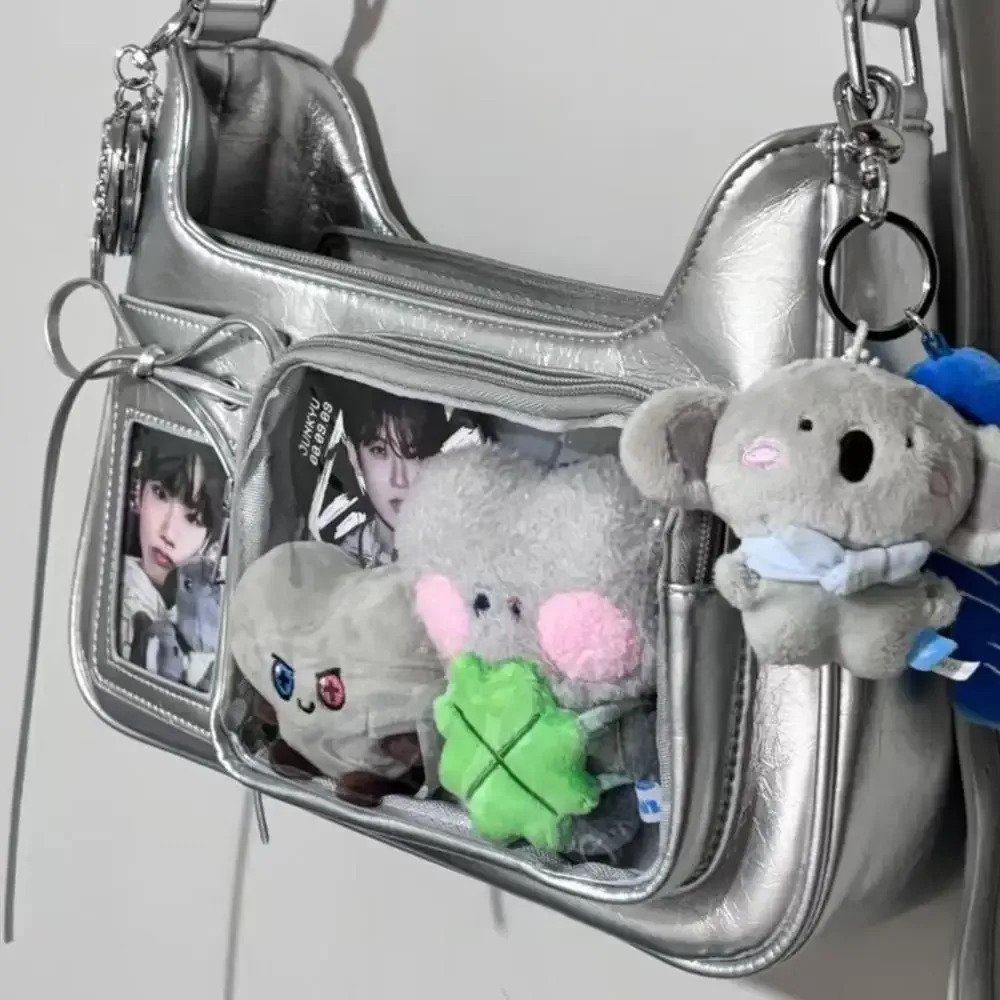 y2k coréen transparent ita sac filles doux lolita jk sac à main mode école sac à bandoulière harajuku anime badge affichage sac fourre-tout