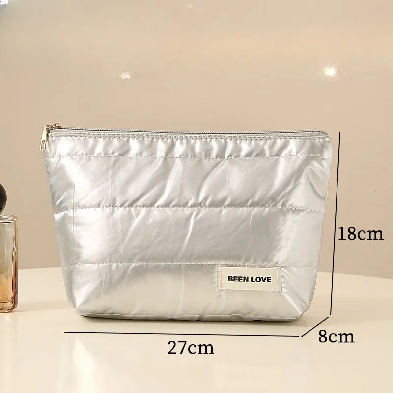 sac à cosmétiques fourre-tout de grande capacité, nouvelle pochette de toilette de voyage or argent, organisateur de maquillage portable pour rouge à lèvres, étui à cosmétiques