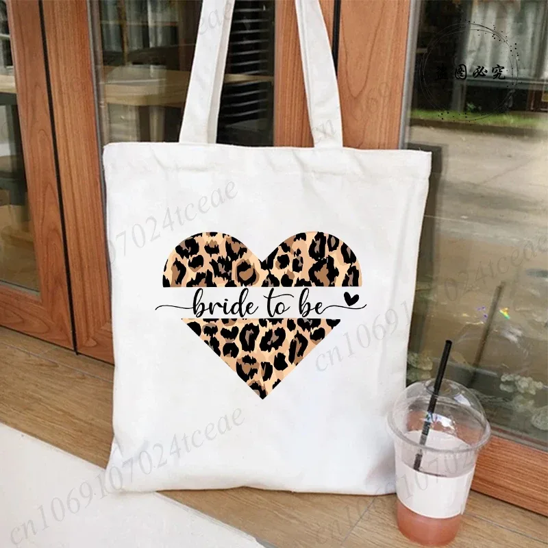 sac de shopping imprimé léopard pour mariée, sac à main réutilisable harajuku, fourre-tout pour étudiant, sacs de rangement pour fête de mariée