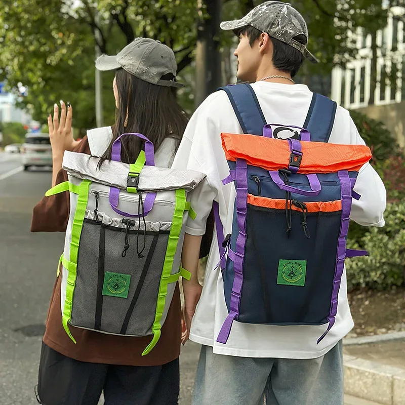 sac à dos de voyage multifonction en plein air, camping, randonnée, grande capacité, étanche, pliable, sac d'école à roulettes