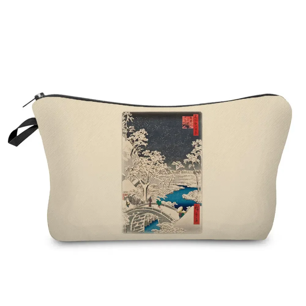 ukiyoe – mini trousse de maquillage pour femmes, design japonais, grue de styliste, trousse de toilette de voyage de plage, trousse à cosmétiques écologique réutilisable