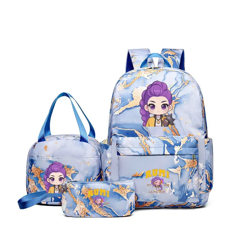 sacs à dos kpop demon hunters avec sacs à déjeuner, sacs d'école légers pour étudiants et adolescents, sac de voyage décontracté pour femmes, 3 pièces/ensembles