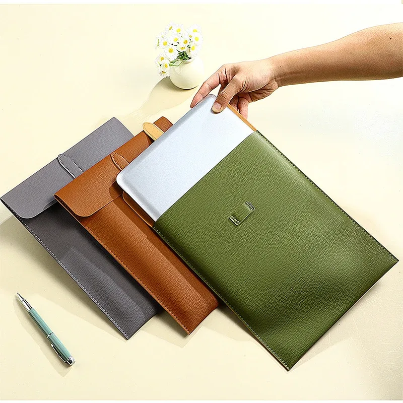 sac à documents personnalisé en cuir pour bureau d'affaires, sac en papier a4 pour ordinateur portable 13 pouces, nom personnalisé, sac de rangement polyvalent de luxe, vente en gros