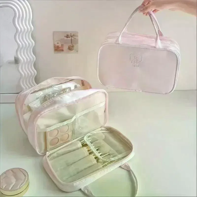 Sac à cosmétiques de voyage Portable de grande capacité, organisateur de rangement en Nylon léger pour femmes pour articles de toilette, facile à transporter, usage quotidien