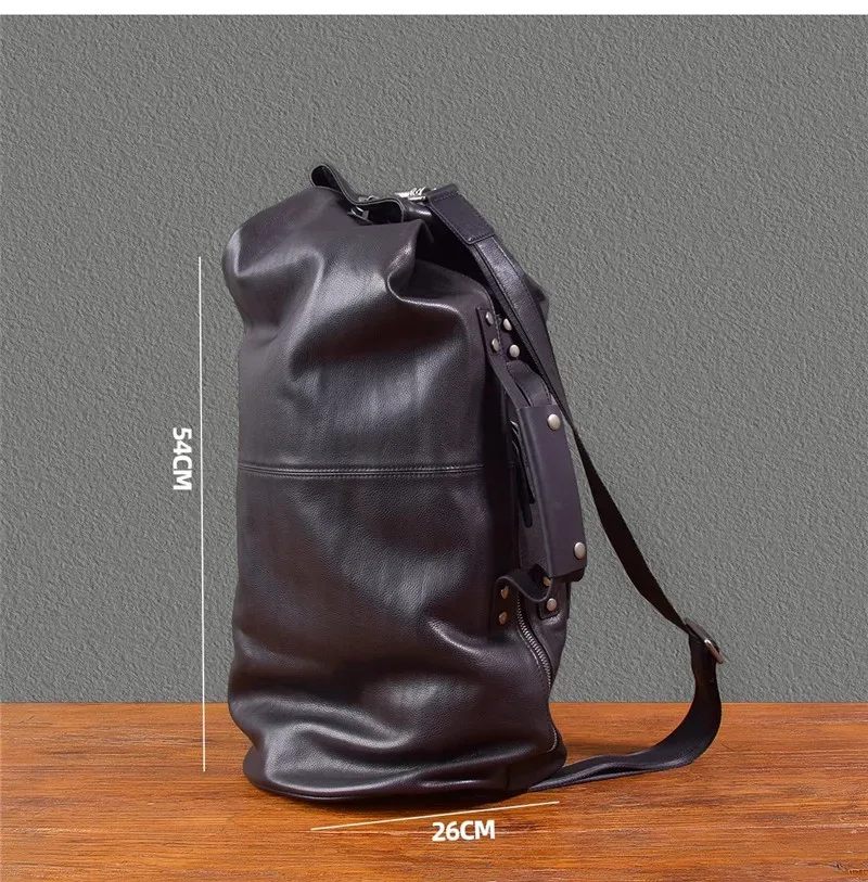 sac à bandoulière en cuir de vachette pour hommes, sac de voyage en plein air, noir, multifonctionnel, designer décontracté, grande capacité