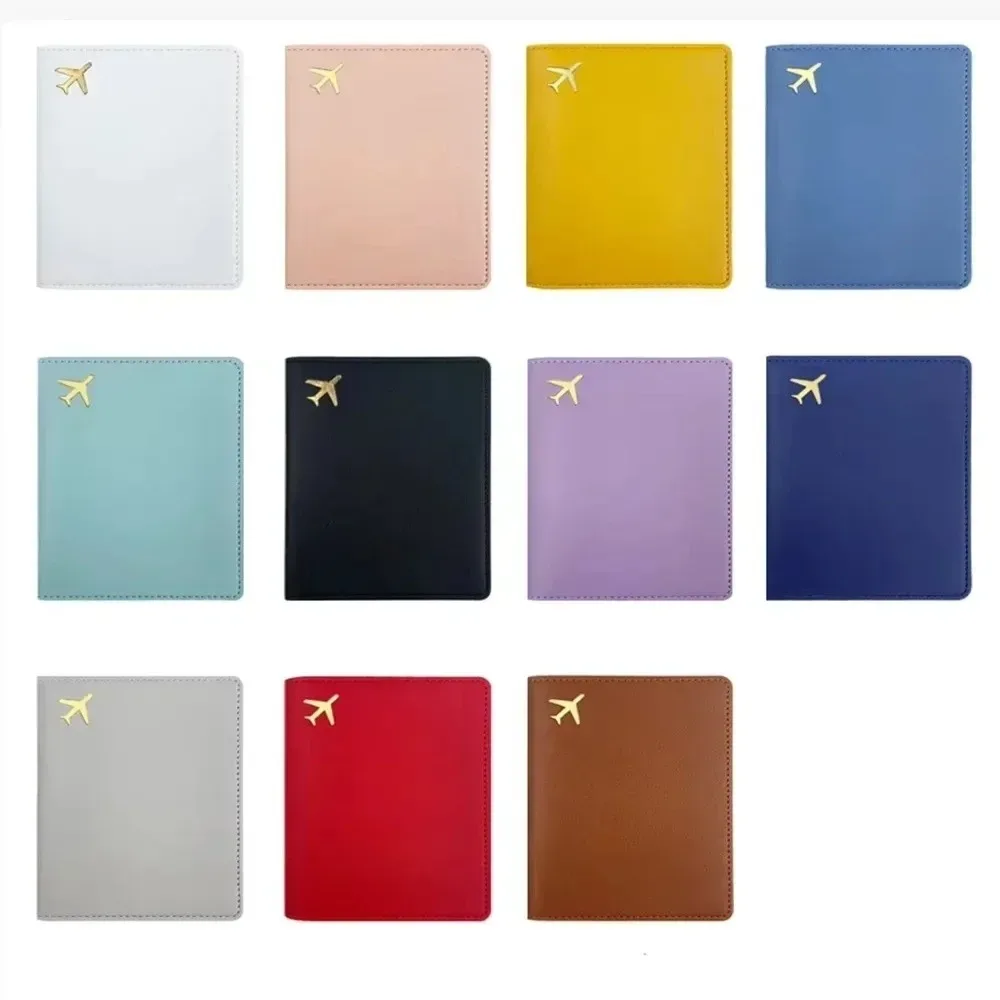 porte-passeport en cuir pu, housse de protection légère et étanche pour passeport, rangement portable, portefeuille pour cartes de crédit de couleur unie