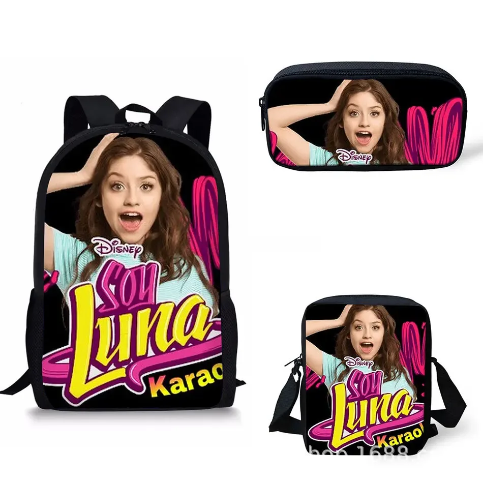 mode nouveauté jolie soja luna impression 3d 3 pièces/ensemble sacs d'école pour élèves sac à dos pour ordinateur portable sac à dos sac à bandoulière incliné trousse à crayons