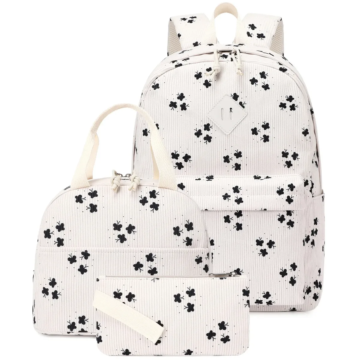 nouvel ensemble de sacs à dos 3 pièces en velours côtelé de haute qualité 2026 pour filles, légers, à imprimé floral, pour écolières du primaire