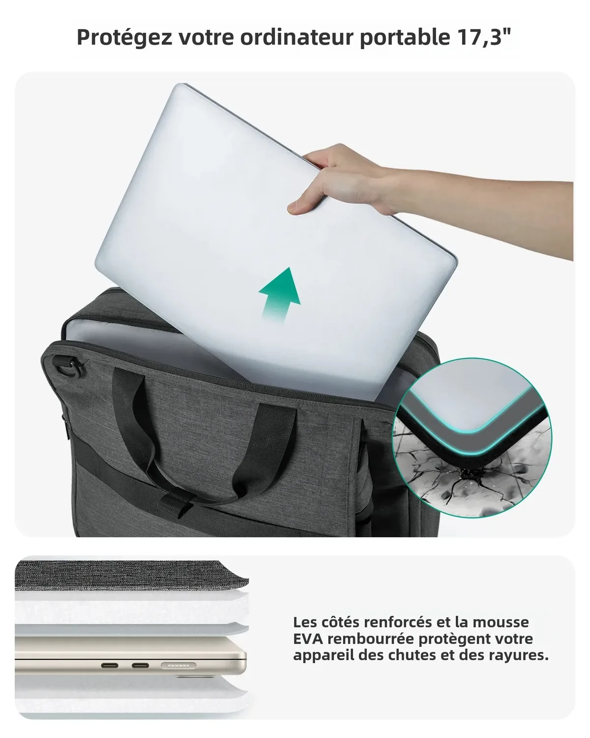 bagsmart-sac pour ordinateur portable 3 en 1 pour homme, sac à dos hydrofuge, étui pour bombes informatiques, 17.3 en effet, sac lancé pour ordinateur portable, sac de voyage d'affaires