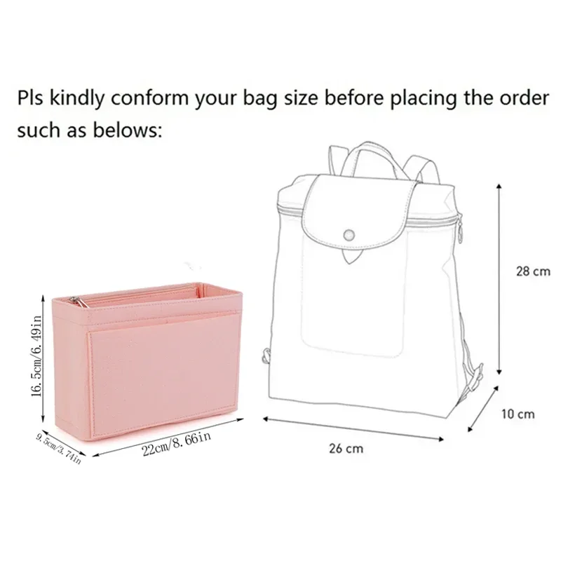 nouvelle pochette souple organisateur feutre insérer sac sac intérieur sac à main insérer sac à main doublure pour longchamp le pliage sac à dos