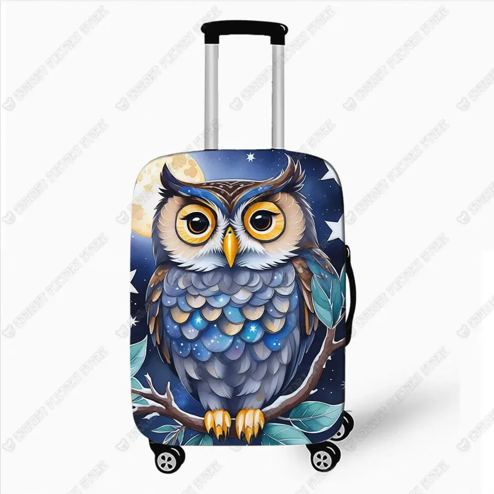 housse de bagage imprimée hibou coloré, housses de protection pour valise à roulettes à cornes, accessoires de voyage de 18 à 32 pouces