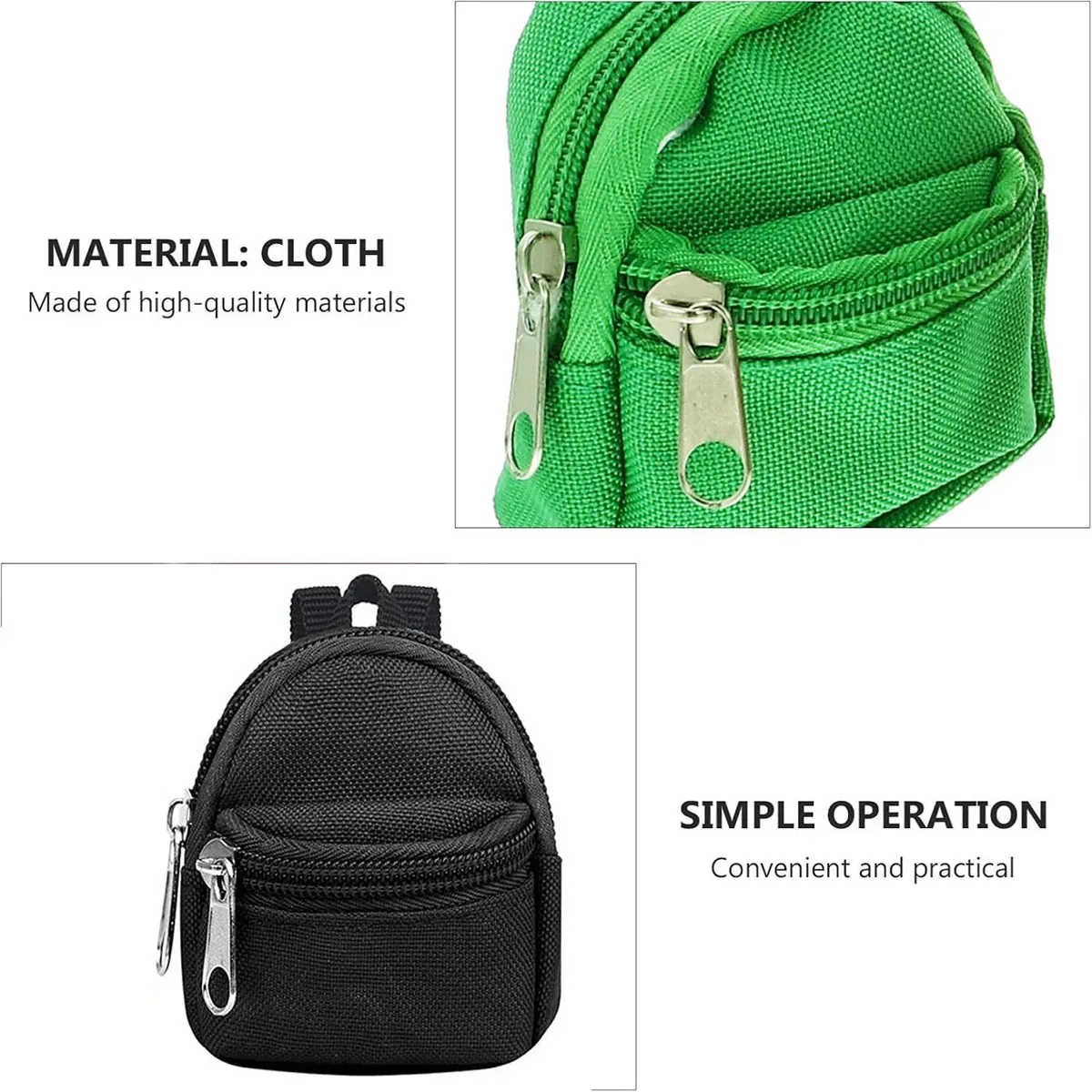 1 pièce mini sac à dos porte-monnaie à fermeture éclair double épaule avec porte-clés et pendentif