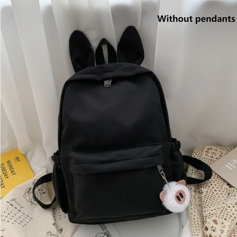 nouveau sac à dos étudiant à oreilles de lapin, couleur unie, sangle réglable, sac à dos pour femme, léger, grande capacité, sac de voyage pour étudiants