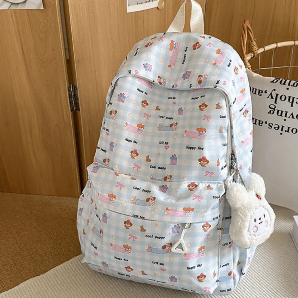 sac à dos de voyage en nylon grande capacité, imperméable, imprimé chat et chien, motif dessin animé, léger, respirant, pour étudiants et écoliers