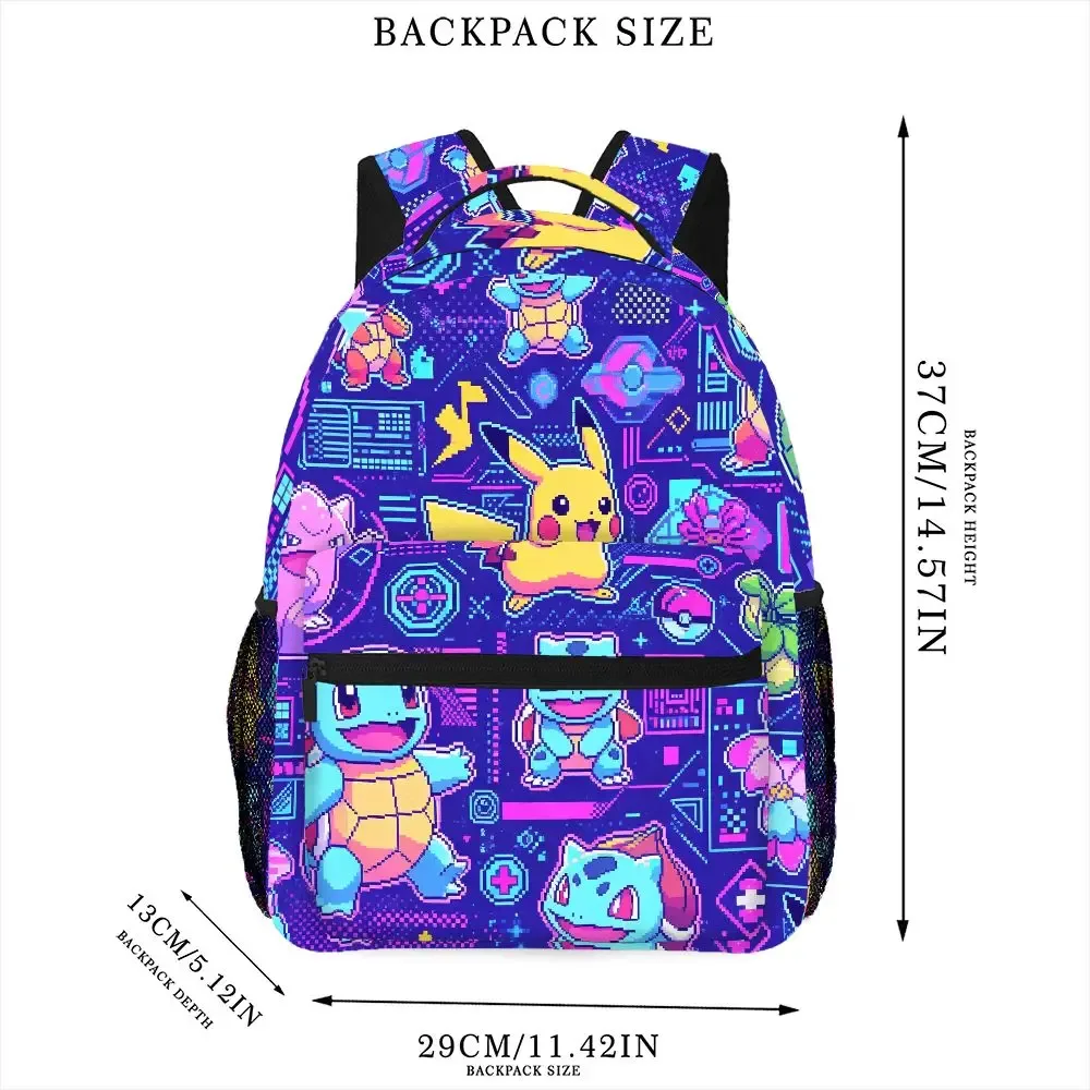 sac à dos imprimé pokemon pixel art, sac d'école, sac à dos décontracté pour garçons et filles, sac à dos de voyage pour ordinateur portable