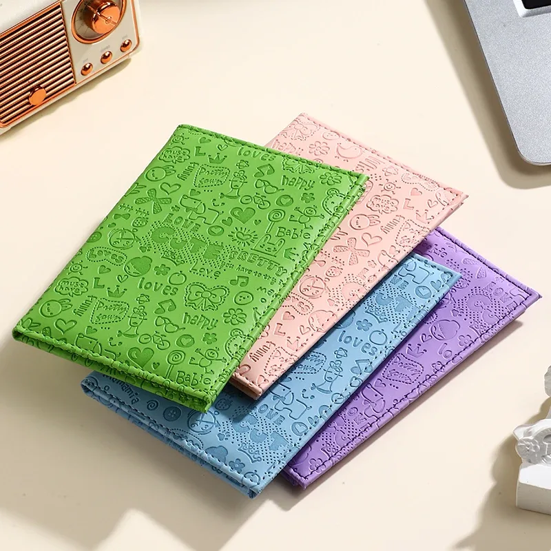 3 housses de protection pour passeport en relief à motif de dessin animé, ensemble de porte-cartes de voyage multicolores en pu
