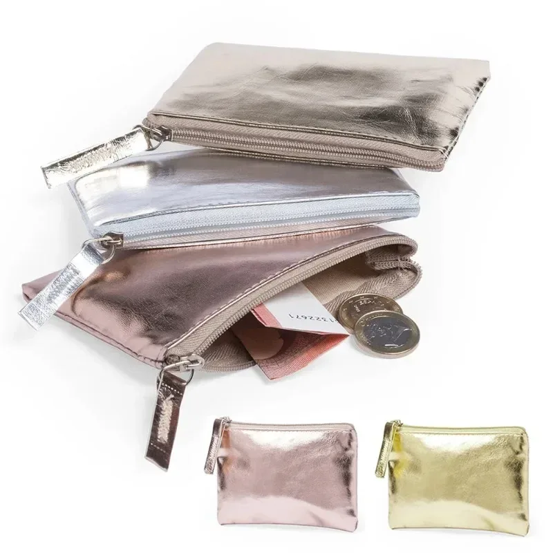 porte-monnaie en cuir verni avec fermeture éclair, couleur or rose argent, sac de rangement ultra-fin pour cartes et clés, mini portefeuille, cadeaux pour filles, nouvelle collection
