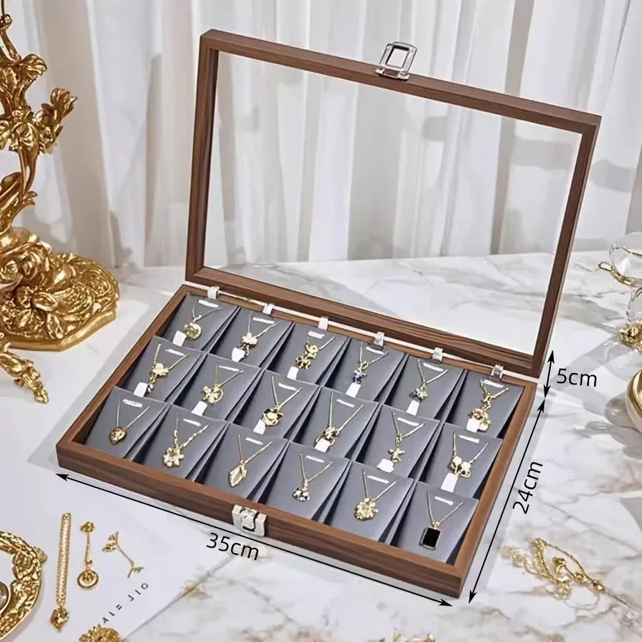 boîte à bijoux de grande capacité, présentoir à motif en bois, étui de rangement pour accessoires précieux, style vintage, matériau rigide