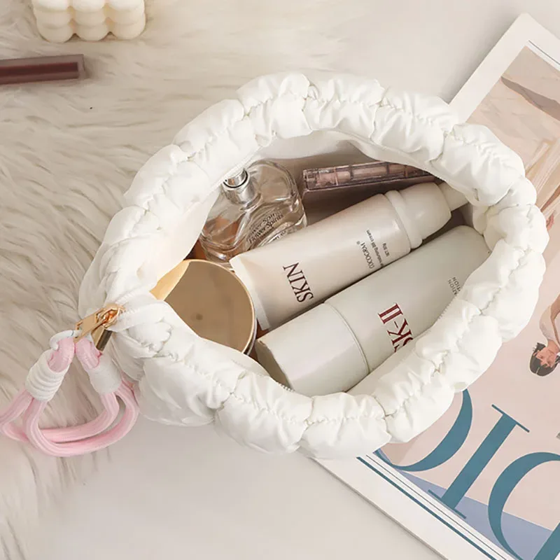 pointrousse de maquillage matelassurera pour femme, trousse cosmétique, trousse de toilette en poudre, trousse à carreaux avec fermeture éclair, trousse d'évaluation de maquillage pour fille