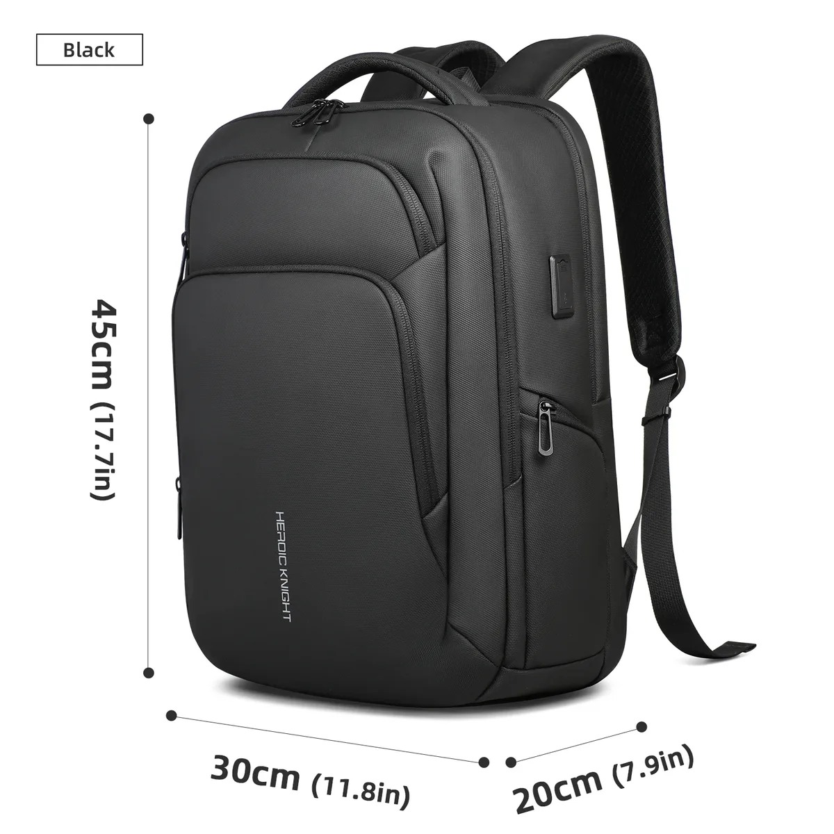 sac à dos pour ordinateur portable heroic knight pour le travail, tissu oxford imperméable, grande capacité avec charge usb, sac à dos portable pour homme