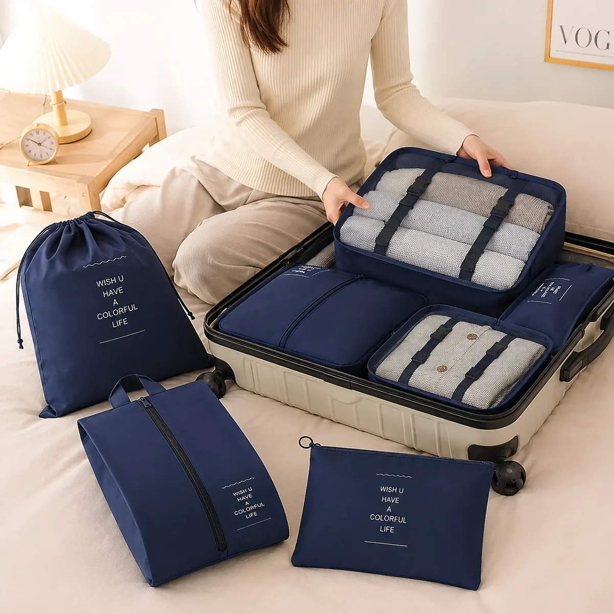 ensemble de 16 sacs de rangement de voyage, sac de voyage léger, utilisé pour la classification des bagages et des vêtements, sac de protection pour vêtements