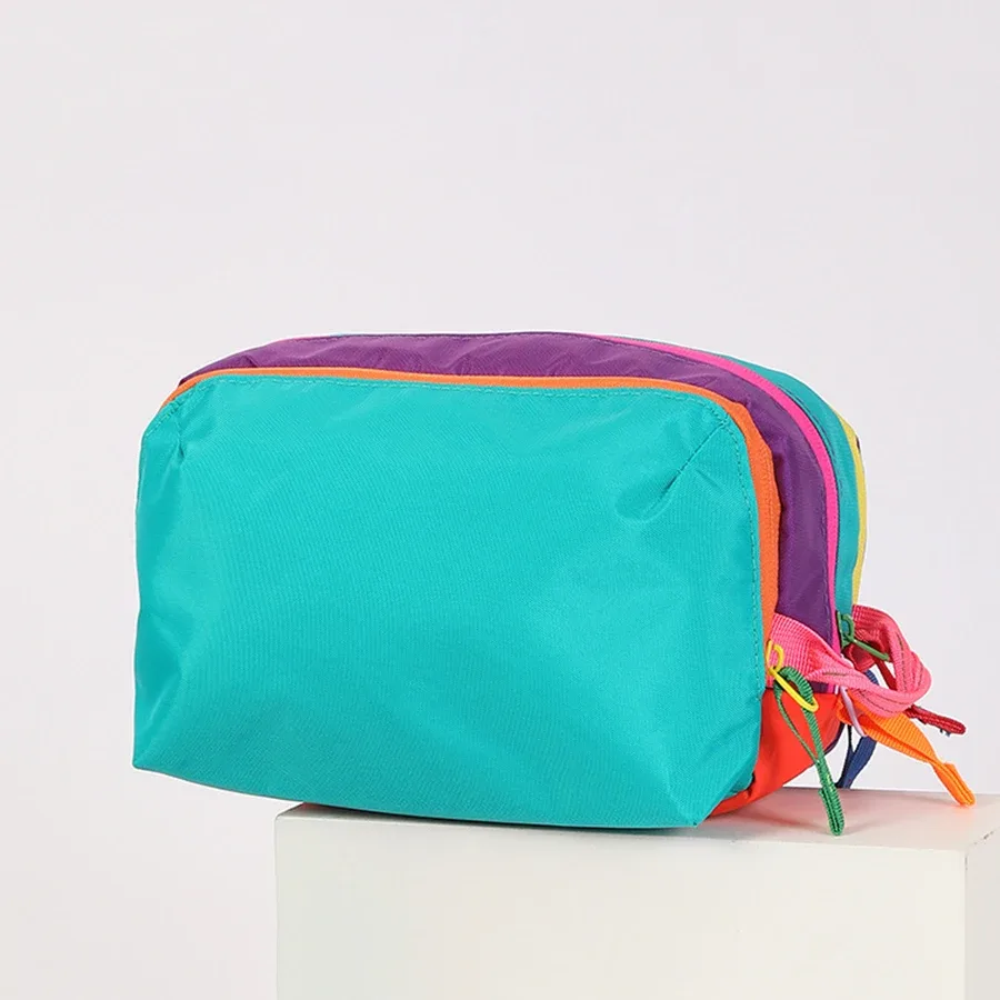 sac de toilette portable durable aux couleurs dopamine, multi-couches, grande capacité, multifonctionnel, sac de maquillage de voyage