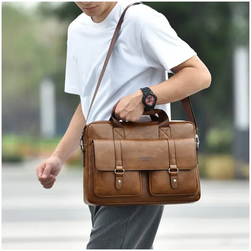 homme mallette d'affaires sac en cuir pu sac à bandoulière sacs de messager hommes bureau sacs à bandoulière pour ordinateur portable a4 fichier hommes sacs à main