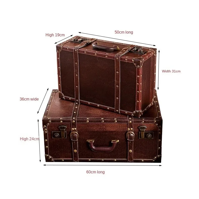 valise vintage en cuir antique nostalgique, petit système de pad, accessoires de photographie portables, sac à main de style européen